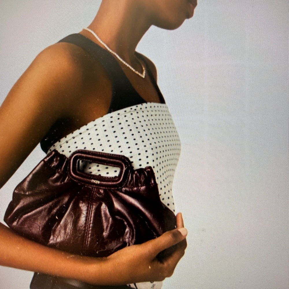 Maje cracked leather Milpli mini clutch